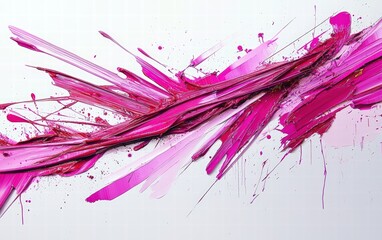 Sharp magenta paint streaks slicing mid-air with vivid energy on a pure white backdrop