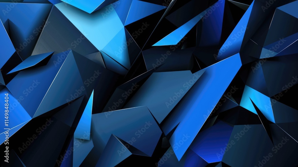 Poster abstract blue geometric shapes creating a dynamic, modern visual effect.