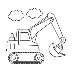 excavator coloring page for Kids a cute Vector illustration hand drawn line artwork 