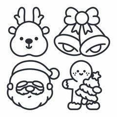 Christmas line icons vector set isolated on a white background.