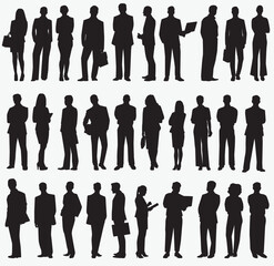 business people team crowd Silhouette.  Businesspeople group human resources Vector Illustration