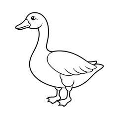 illustration of a duck Minimal kids friendly duck coloring page line artwork