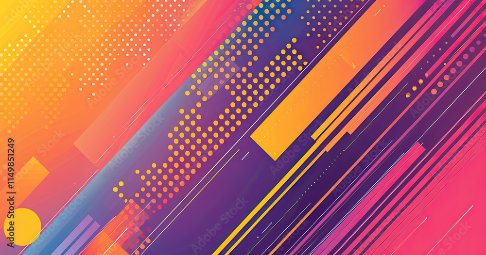 Poster A vibrant abstract design featuring dynamic lines and shapes in gradient colors.