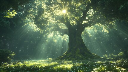 Magical Forest Sunlight, Nature Tree