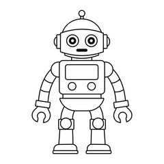 Hand Drawing robot coloring page for Kids cute Vector illustration line artwork 