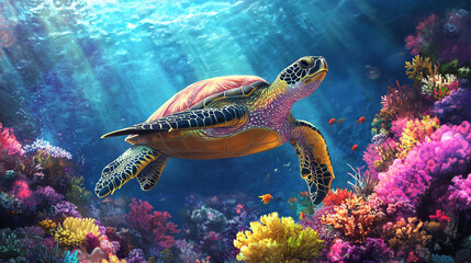 Fototapeta premium turtle swimming