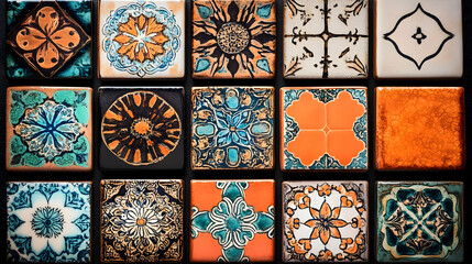Vibrant Ceramic Tile Illustration: A Collection of Ornate Designs