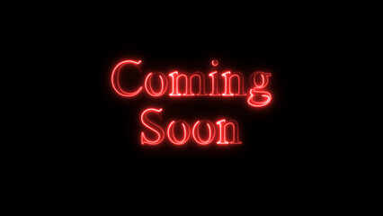 Abstract coming Soon neon glowing red color text 4k illustration. Black Background 4k illustration.