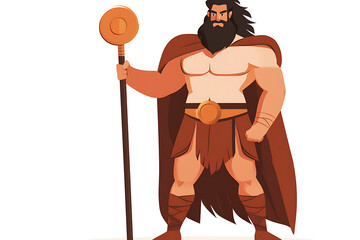 Hercules, the legendary son of Zeus, depicted with his iconic lion skin cloak and club, standing confidently in a heroic pose, symbolizing strength and bravery