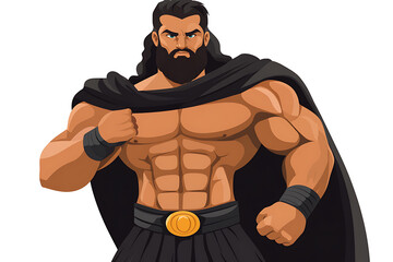 Fototapeta premium Hercules, the legendary son of Zeus, depicted with his iconic lion skin cloak and club, standing confidently in a heroic pose, symbolizing strength and bravery