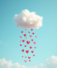 A tiny cloud raining hearts