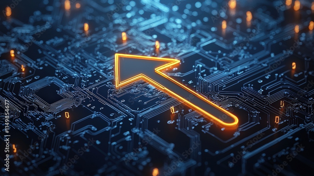 Poster a glowing arrow symbolizing financial uncertainty pointing in multiple directions.