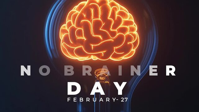 No Brainer Day, brain with bulb concept.