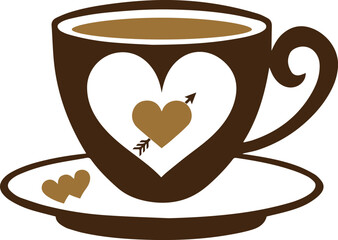 Coffee Cup Colorful Silhouette Vector illustration isolated on a Transparent Background