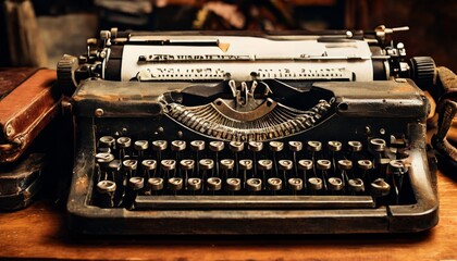 A close-up of an old-fashioned vintage typewriter with worn keys, radiating a sense of nostalgia and retro charm. Ideal for vintage enthusiasts or historical concepts.. AI Generation