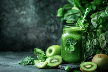 Green Smoothie with Fruits and Vegetables