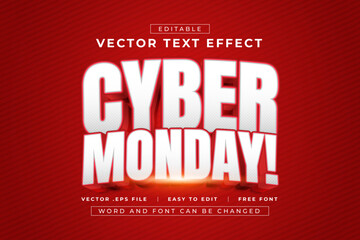 Fototapeta premium Cyber Monday editable text effect style with red background