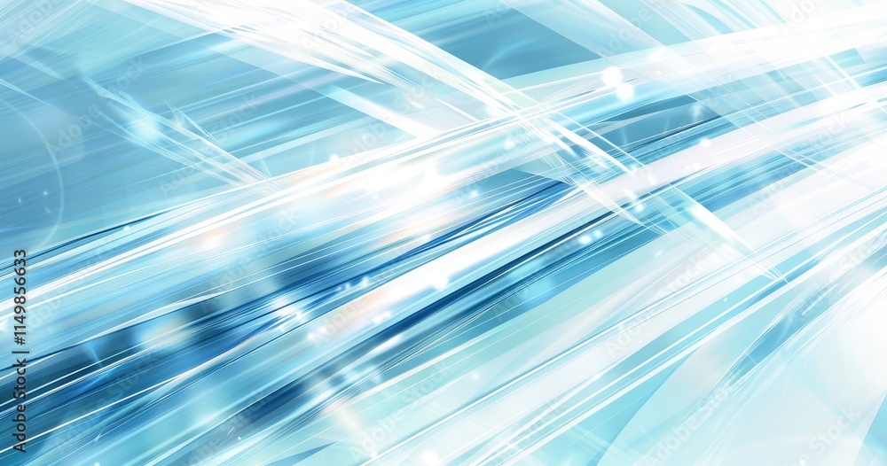 Poster abstract blue and white lines creating a dynamic, futuristic background.
