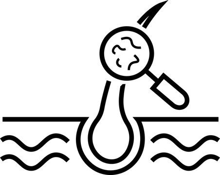 black hair follicle analysis with magnifying glass clip art preview