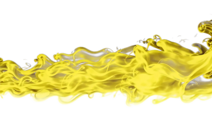 Yellow smoke border isolated on transparent background