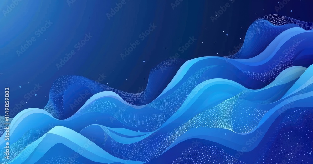 Aufkleber abstract blue waves creating a serene and modern digital background.