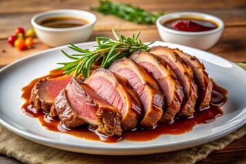 Delicious Roast Beef and Bacon Gravy Dish - Food Photography, Culinary Image, Plate, Meal