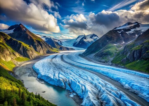 Exit Glacier Harding Ice Field Kenai Fjords National Park Seward Alaska Wide Angle Photography