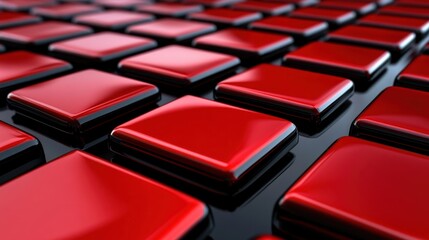 Obraz premium Abstract Red Glossy Cubes Pattern Background Texture Design: Modern Geometric Shiny 3D Blocks Wallpaper