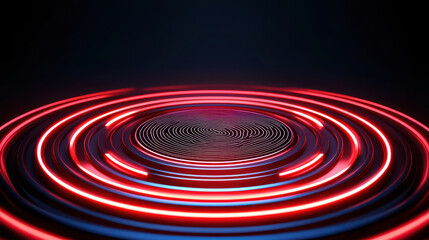 Fototapeta premium vibrant digital fingerprint scanner with glowing red and blue rings creates mesmerizing effect