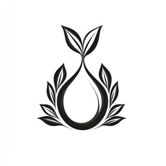 Abstract Black Floral Design with a Central Drop Shape