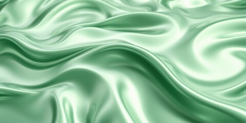 Fototapeta premium Abstract Drapery of Silky, Mint Green Fabric with Soft, Gentle Waves and Undulations