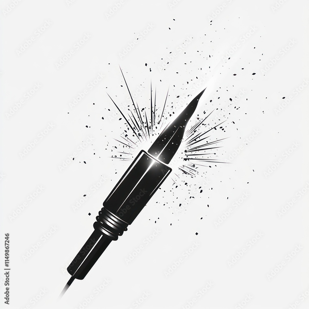 Aufkleber fountain pen ink exploding dynamically artistic design