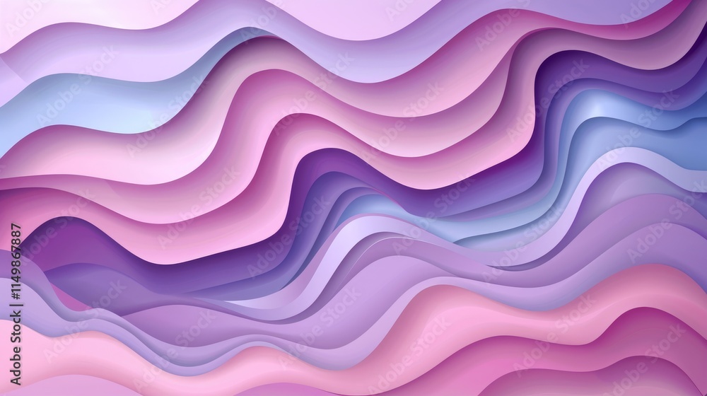 Poster abstract waves in soft pastel colors create a soothing visual texture.