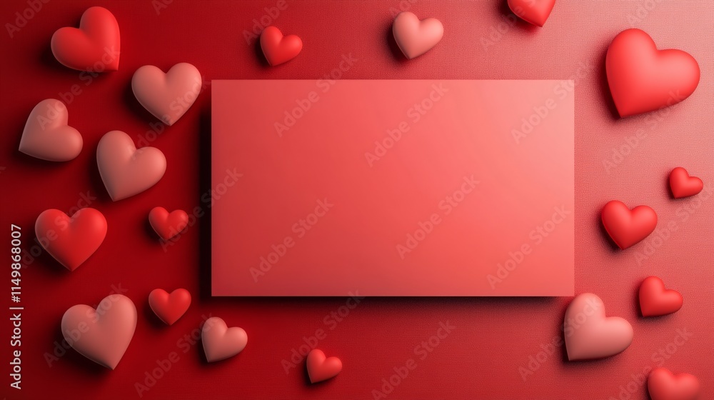 Poster red background with a white box with a heart on it