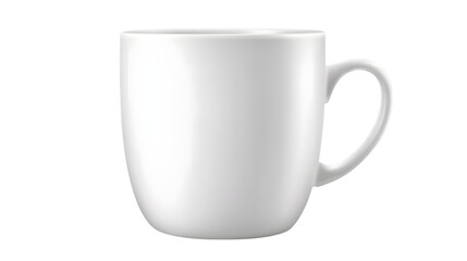 Obraz premium Minimalist white ceramic mug with a smooth matte surface, perfect for hot beverages or modern interiors. Isolated on transparent background