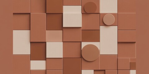 PANTONE 17-1230 Mocha Mousse Minimalist 3D Pattern Wallpaper Design Background