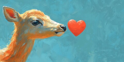 Naklejka premium Deer expressing love nature digital art colorful close-up heart