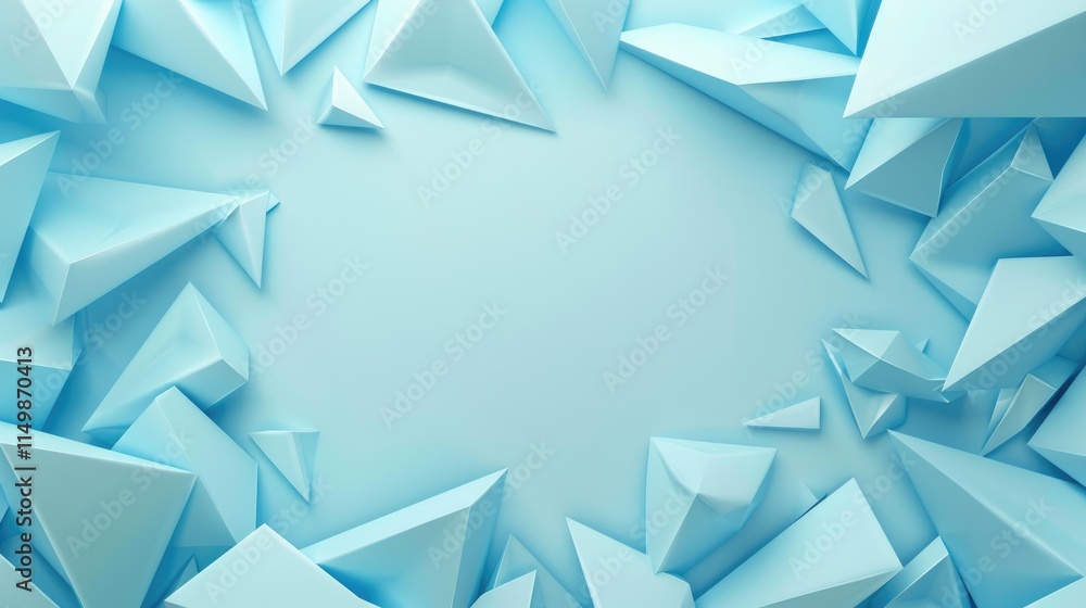 Poster abstract geometric shapes in light blue creating a modern, dynamic background.