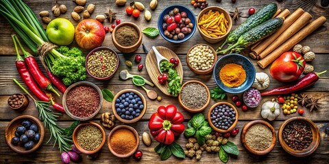 Vibrant Global Cuisine: A Colorful Collection of Natural Foods