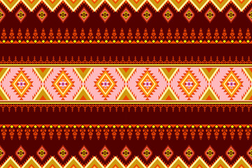 Ikat ethnic embroidery geometric abstract Aztec element seamless pattern. Native decorative oriental traditional design for fabric, clothing, wallpaper, background, texture, interior, decoration