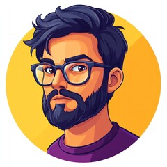 A Portrait of a Bearded Man Wearing Glasses