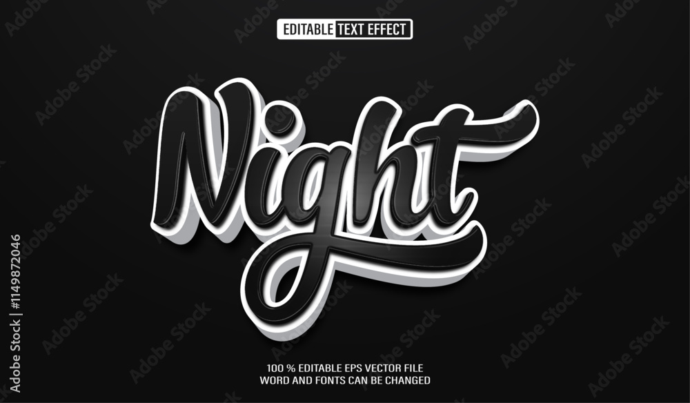 Fototapete editable 3d text style effect - black text effect template