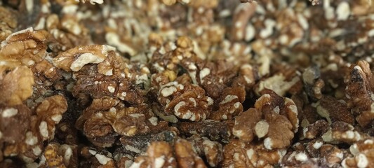 shelled walnut kernels on a store shelf