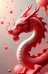 Fototapeta premium Red dragon in Chinese and Japanese style. For various designs or festivals such as New Year, carnival