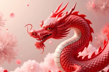 Obraz premium Red dragon in Chinese and Japanese style. For various designs or festivals such as New Year, carnival