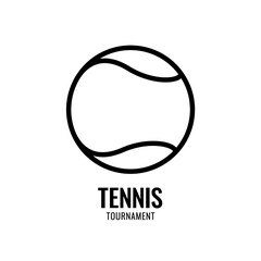 Tennis ball tournament icons. Original sign in a black and white color. Symbol or emblem. Vector illustration.