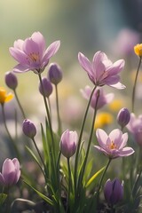 Obraz premium Beautiful Wild flowers in a sunny spring day