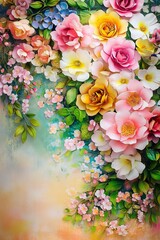 Vintage Floral Pattern in Yellow and Pink Hues