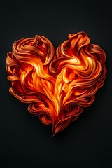 Fiery Heart Shape Formed by Swirling Flames