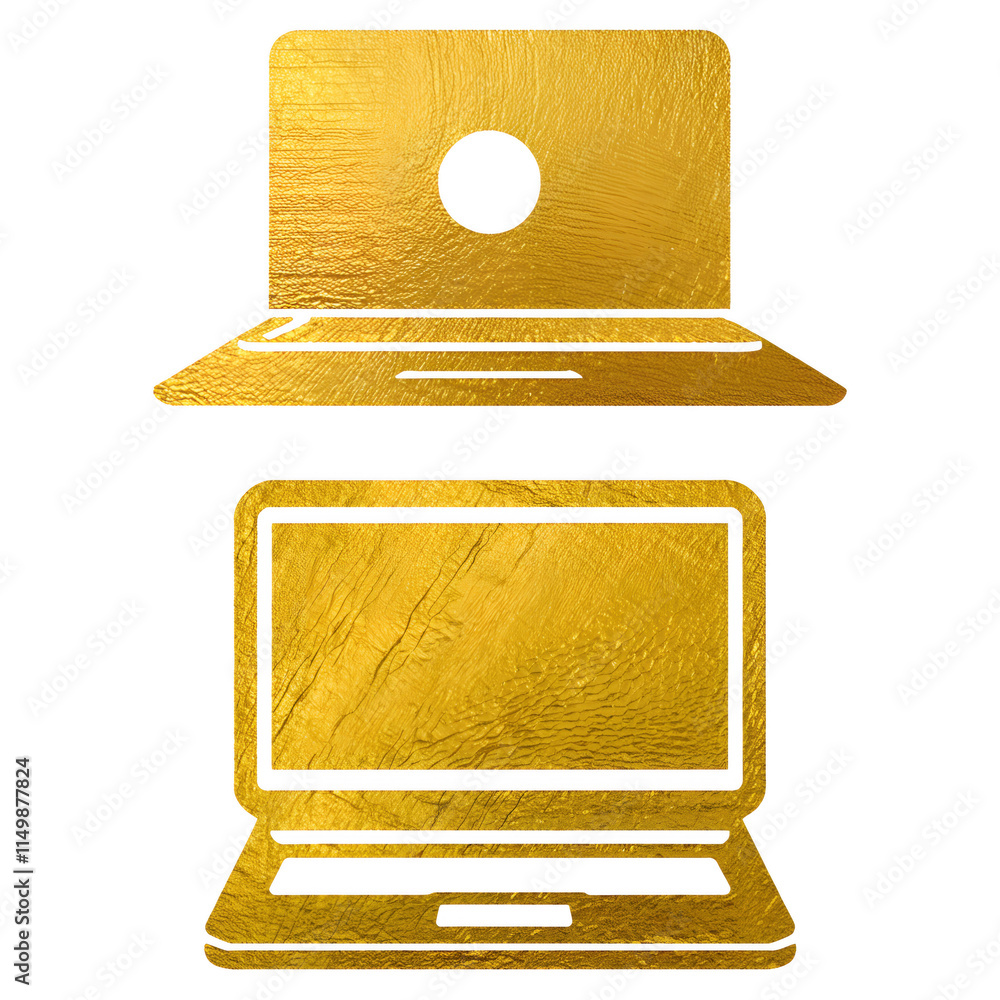 Aufkleber gold laptop design with open and closed views for digital art and graphics